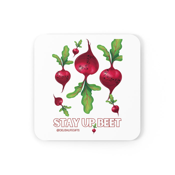 Stay Up Beet -- Corkwood Coaster Set